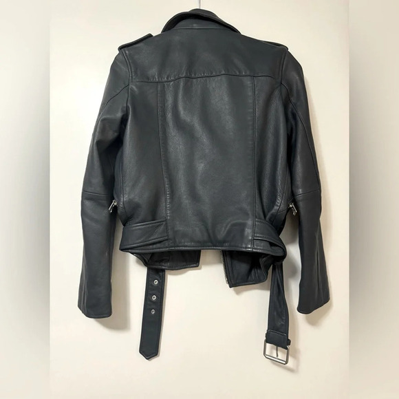 ALLSAINTS Balfern Leather Biker Jacket Size 0 - Picture 3 of 5
